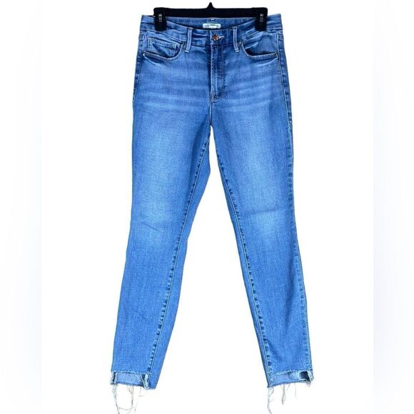 Good American Good Legs Crop Chewed Hem Denim Jeans Size 6 / 28 - Picture 8 of 9